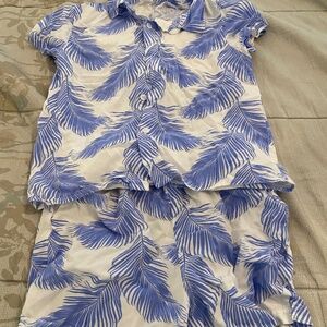 Boys Hawaiian Summer Beach Set Blue Button Down Short Sleeve